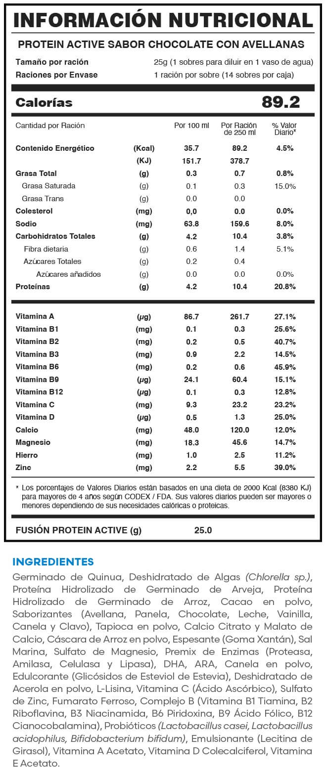 PROTEIN ACTIVE - CHOCOLATE CON AVELLANAS